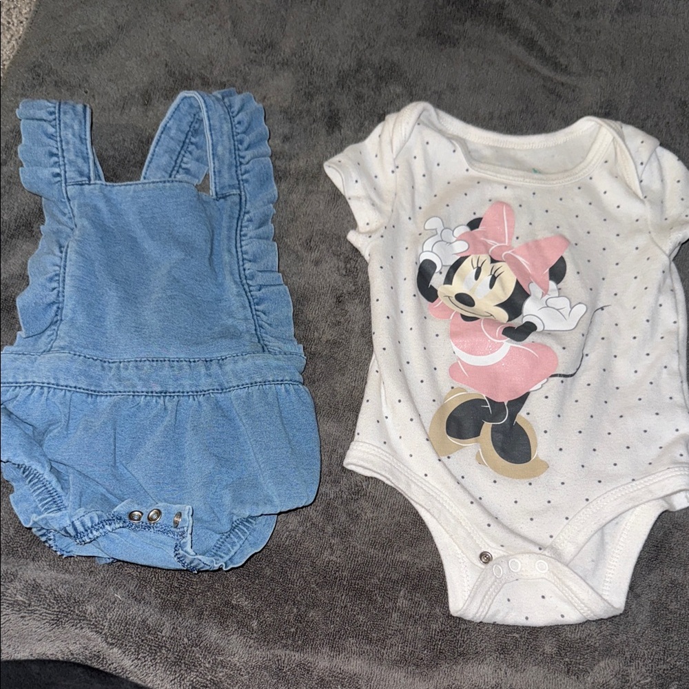 Cat & Jack Blue Romper and White Bodysuit Set